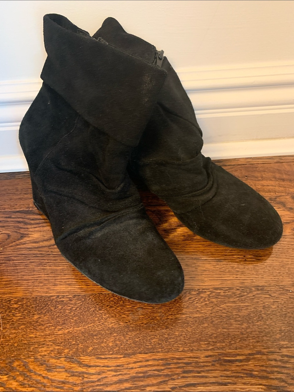 INC International Concepts Black Suede Fold-Over Ankle Booties